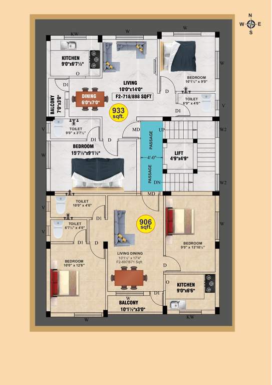  apartments kolathur Apartments Kolathur Cluster Plan from 1st to 3rd Floor