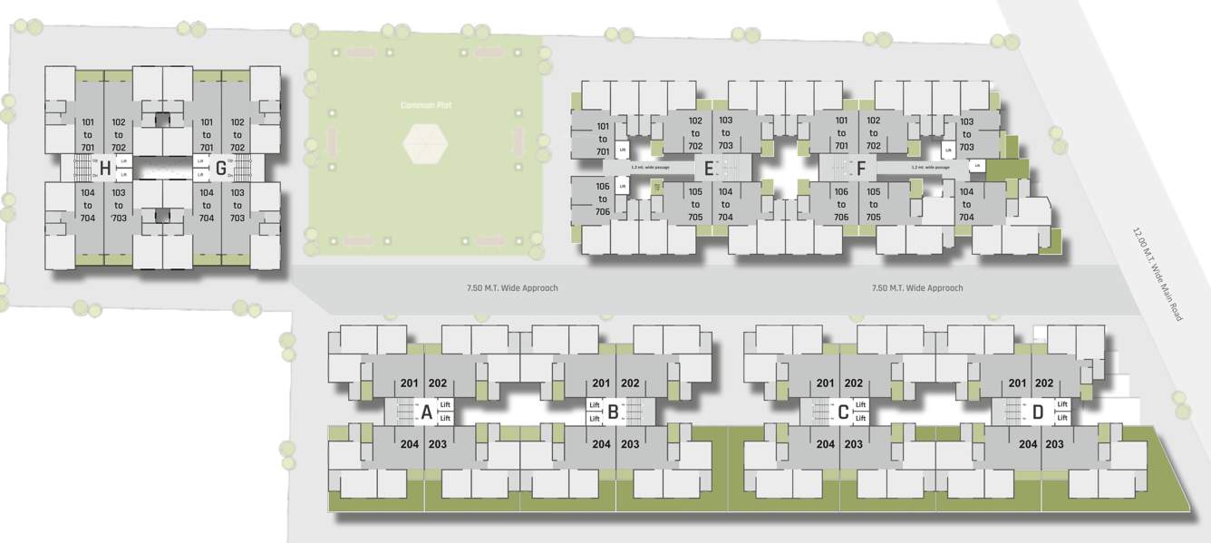  shree siddheshwar hometown Block A, B, C, D, E, F, G & H Cluster Plan for 2nd Floor