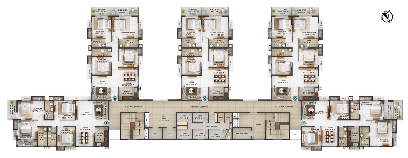  avana Alya Cluster Plan For 2nd, 5th, 8th, 11th, 14th, 17th, 20th Floor