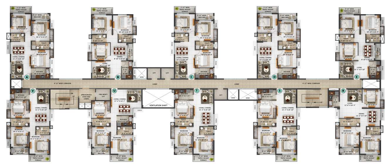  avana Anya Cluster Plan For 2nd, 5th, 8th, 11th, 14th, 17th, 20th Floor