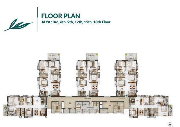  avana phase 1 Alya Cluster Plan For 3rd, 6th, 9th. 12th, 15th & 18th Floor