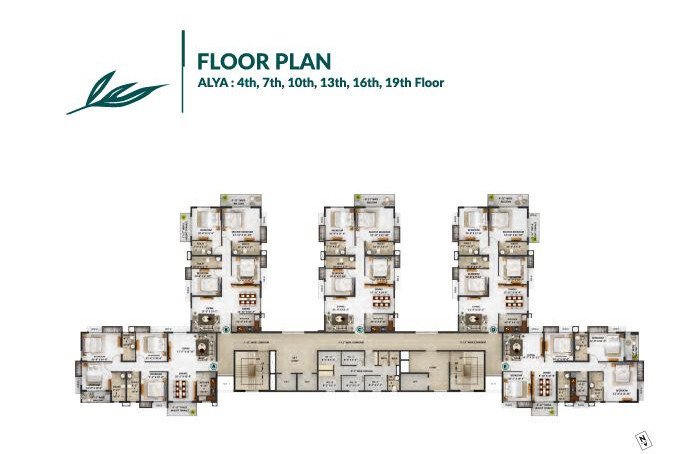  avana phase 1 Alya Cluster Plan For  4th, 7th, 10th, 13th, 16th & 19th Floor