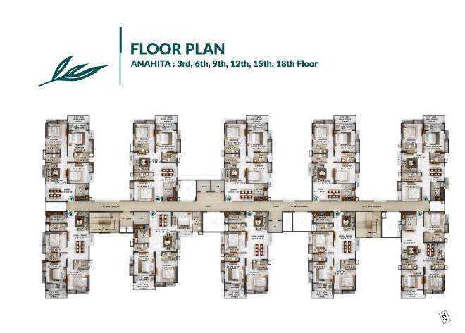  avana phase 1 Anahita Cluster Plan For 3rd, 6th, 9th, 12th, 15th  & 18th Floor