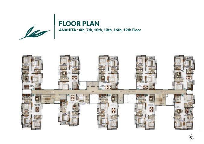  avana phase 1 Anahita Cluster Plan For  4th, 7th, 10th, 13th, 16th & 19th Floor