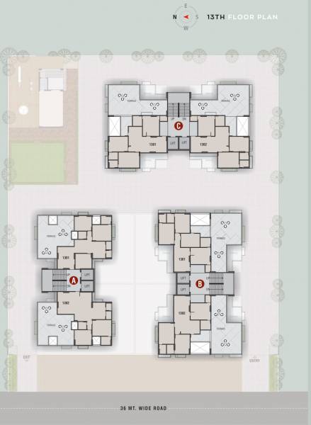  119 Tower A Tower B And Tower C Cluster Plan for 13th Floor