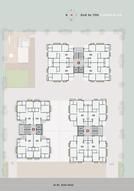  119 Tower A, Tower B And Tower C Cluster Plan from 2nd to 11th Floor