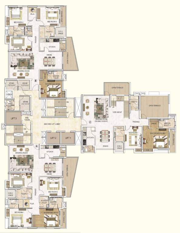  anantmani Sadashiva And Mahadeva 30th Floor Cluster Plan