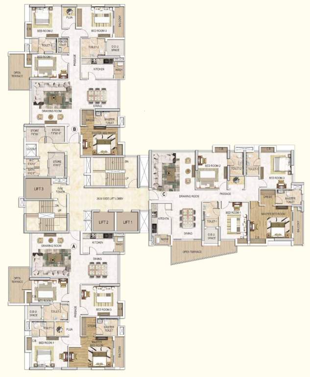  anantmani Sadashiva And Mahadeva 4th, 7th, 10th, 13th, 16th, 19th, 22th, 25th, 28th Floor Cluster Plan