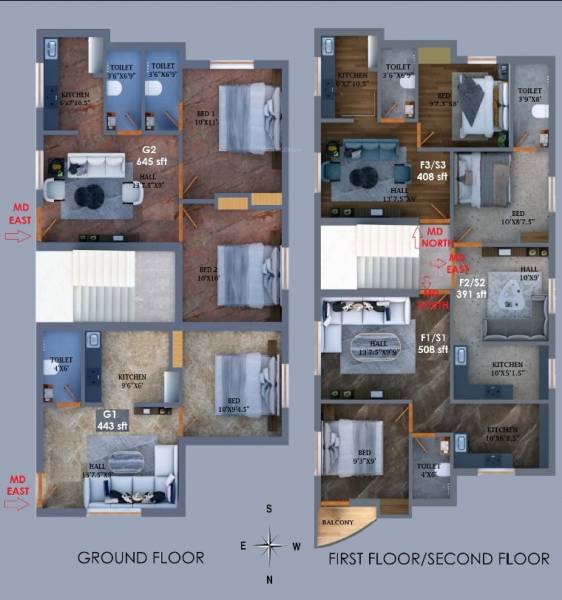  royden Royden Cluster Plan For Ground, 1st And 2nd Floor