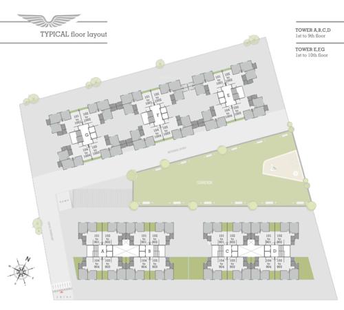  shree-siddheshwar-highwing Block  A,B,C,D,E,F,G Cluster Plan from 1st to 10th Floor