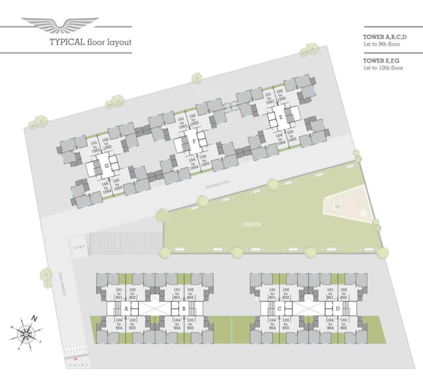  shree siddheshwar highwing Block  A,B,C,D,E,F,G Cluster Plan from 1st to 10th Floor