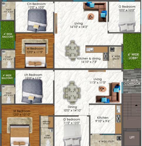  avenues-14 Avenues 14 Cluster Plan From 1st To 5th Floor