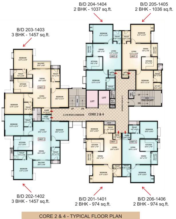  crown Block B And Block D Cluster Plan from 2nd to 14th Floor