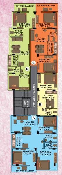  balaji-residency Balaji Residency Cluster Plan For Typical Floor