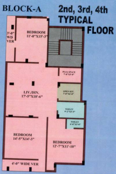  h-m-plaza Block - A 2nd, 3rd, 4th Floor Cluster Plan