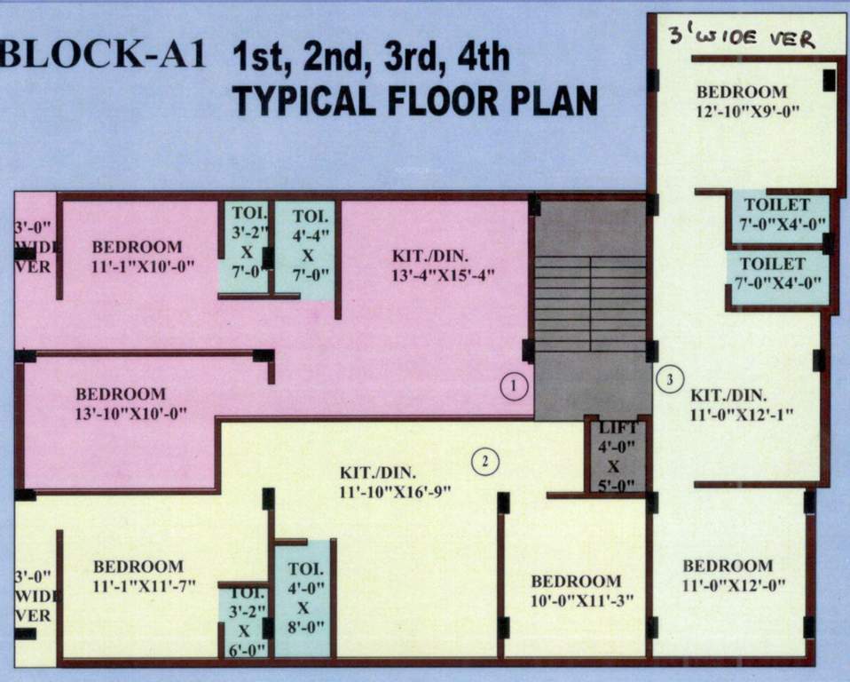  h m plaza Block   A1 Typical Cluster Plan