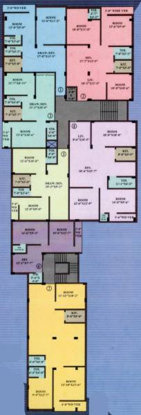  h-m-plaza Block - B 2nd , 3rd, 4th Floor Cluster Plan