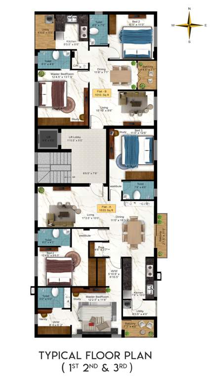  sai sridevi nilayam Sai Sridevi Nilayam Cluster Plan from 1st to 3rd Floor