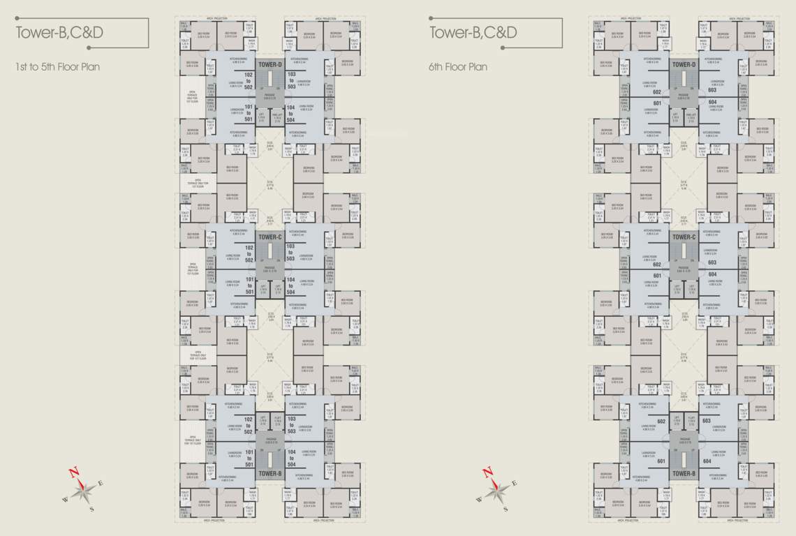 empyrean courtyard ii B, C And D Cluster Plan from 1st to 6th Floor