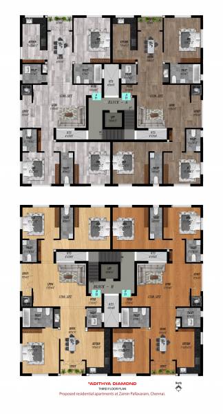  adithya-diamond Block A And B Cluster Plan For 3rd Floor