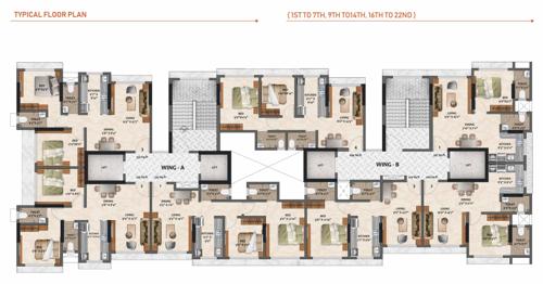  shivraj-chs Wing A,B Cluster Plan from 1st to 22th Floor