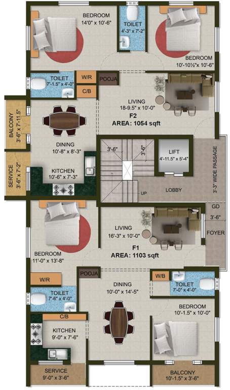  tulsi apartment Tulsi Apartment Typical Cluster Plan