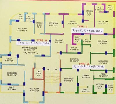  saptak-residency Saptak Residency Cluster Plan For Typical Floor