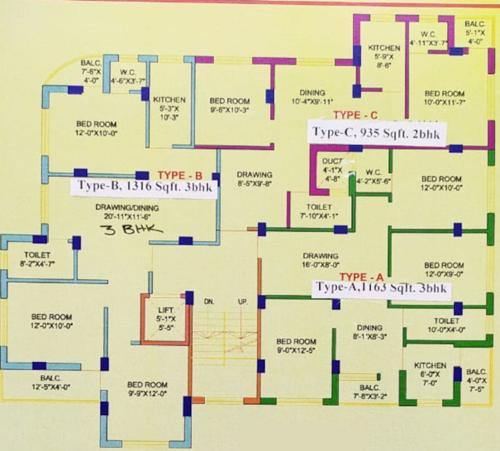  saptak-residency Saptak Residency Cluster Plan For Typical Floor