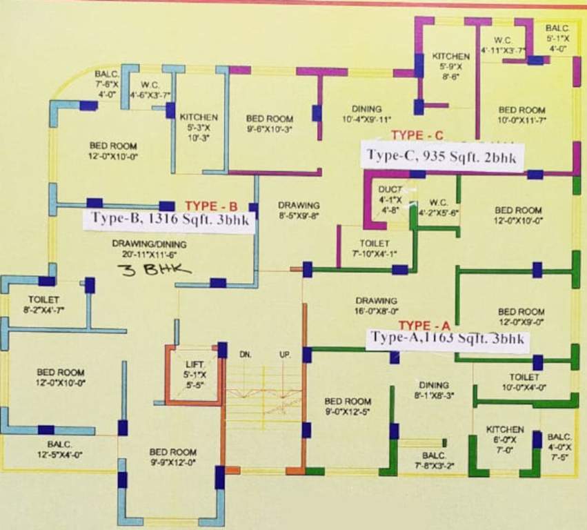 saptak residency Saptak Residency Cluster Plan For Typical Floor