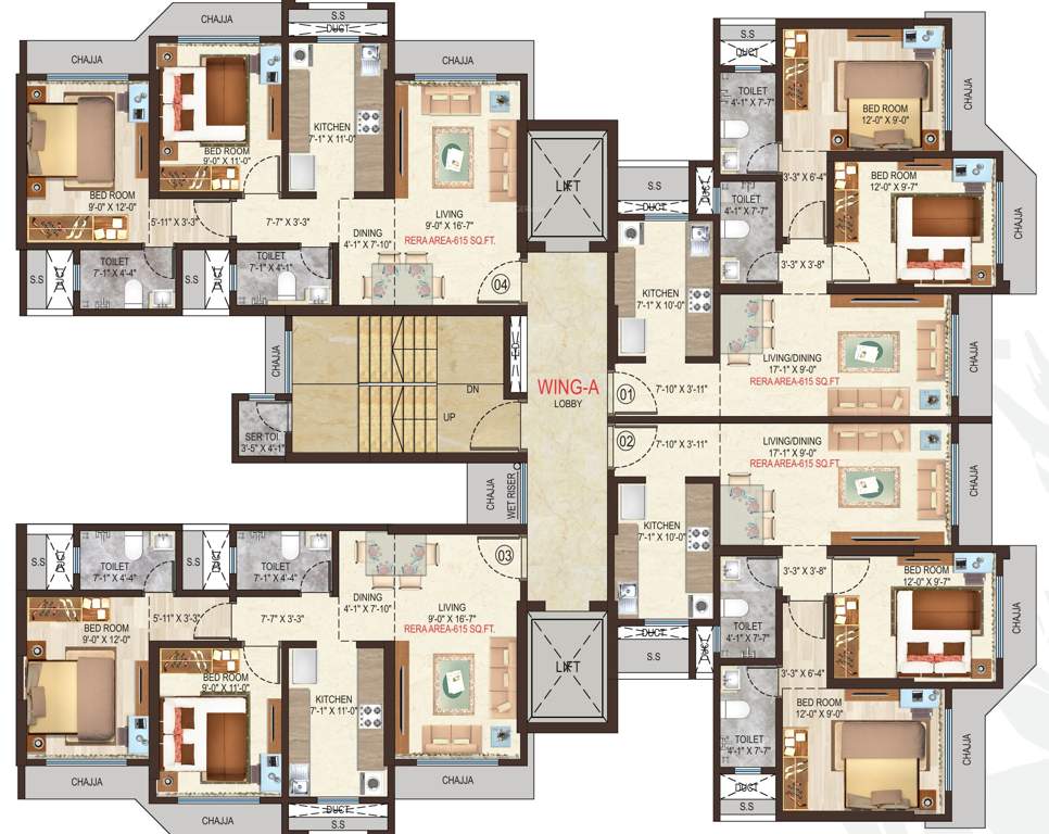  shristi residency phase 1 Shristi Residency Wing A Cluster Plan