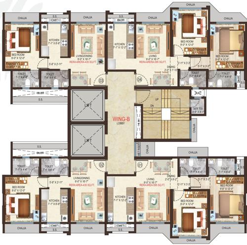  shristi-residency-phase-1 Shristi Residency Wing B Cluster Plan
