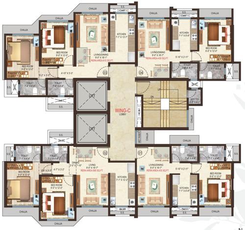  shristi-residency-phase-1 Shristi Residency Wing C Cluster Plan