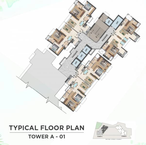  chandak-greenairy Wing A Typical Cluster Plan