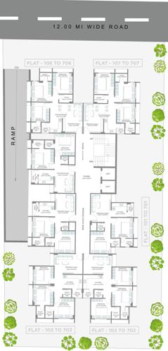  living Block - A Cluster Plan From 1st To 7th Floor