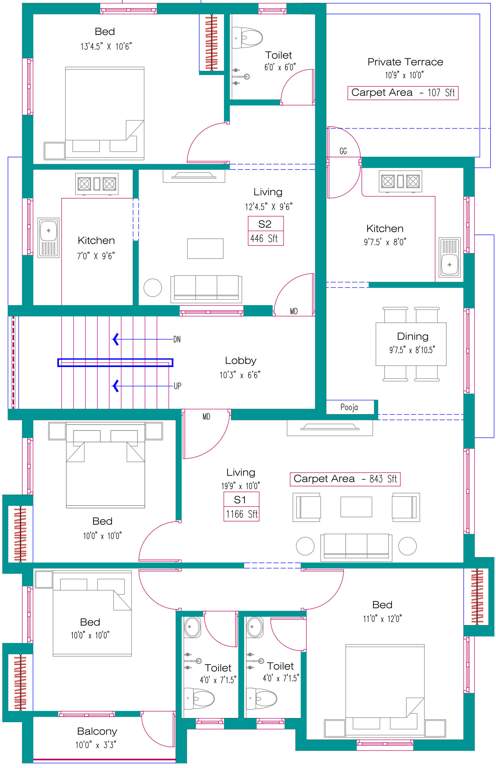  enclave Skandas Enclave Cluster Plan For 2nd Floor