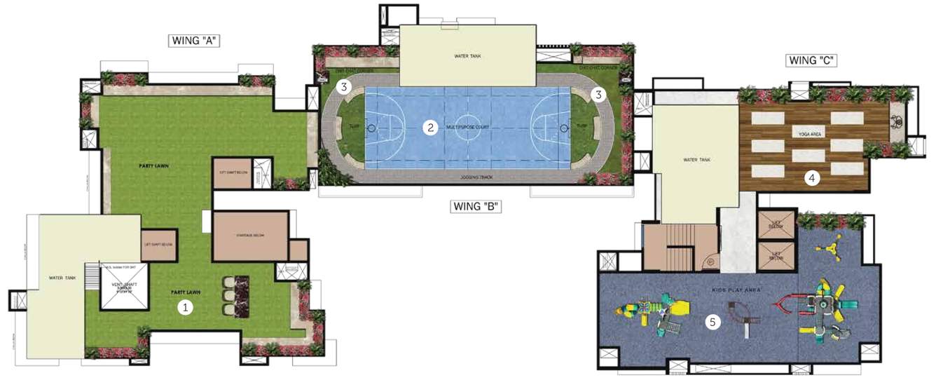  ashok odyssey Ashok Odyssey   A Wing, B Wing, C Wing Amenities Cluster Plan