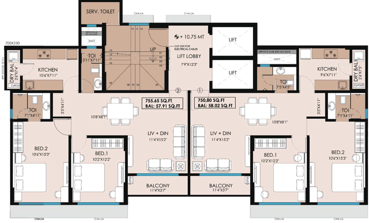  ashok odyssey Ashok Odyssey B Wing Cluster Plan from 1st to 12th Floor
