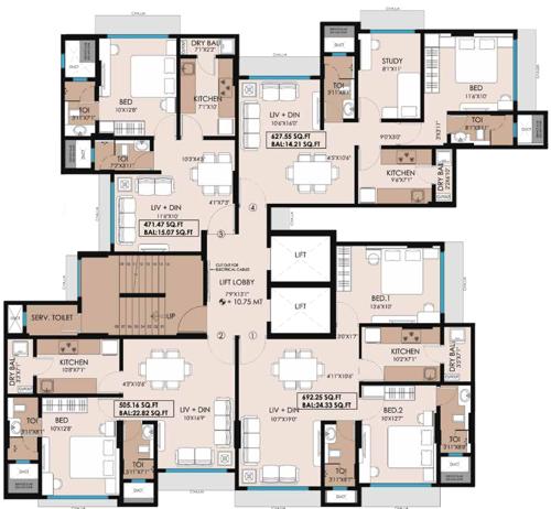  ashok-odyssey Ashok Odyssey C Wing Cluster Plan from 1st to 11th Floor