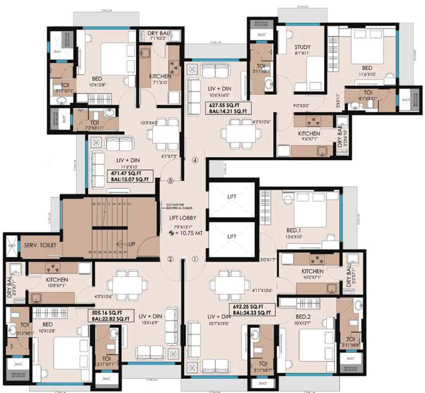  ashok odyssey Ashok Odyssey C Wing Cluster Plan from 1st to 11th Floor