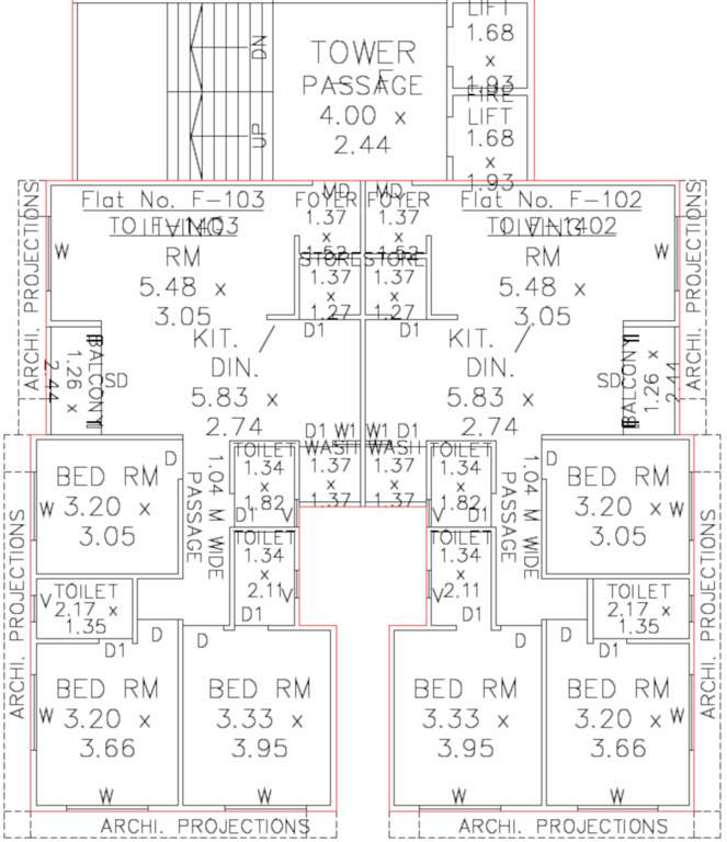 skyline Block F Cluster Plan From 1st To 14th Floor