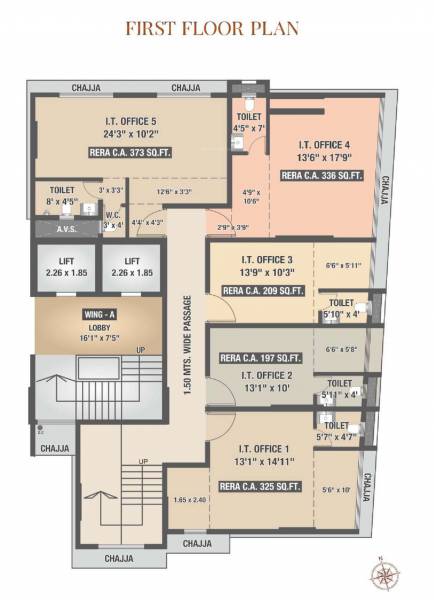  east-avenue A And B Wing Cluster Plan For 1st Floor