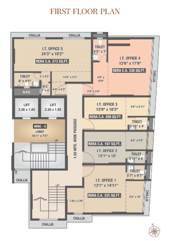  east avenue A And B Wing Cluster Plan For 1st Floor