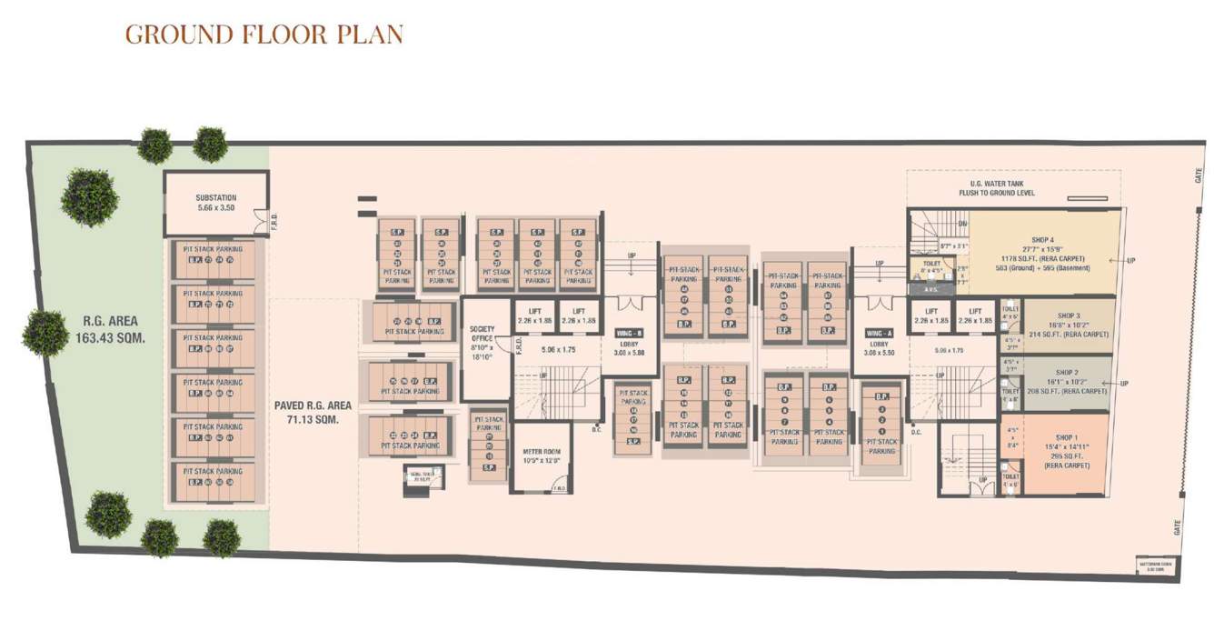  east avenue A And B Wing Cluster Plan For Ground Floor