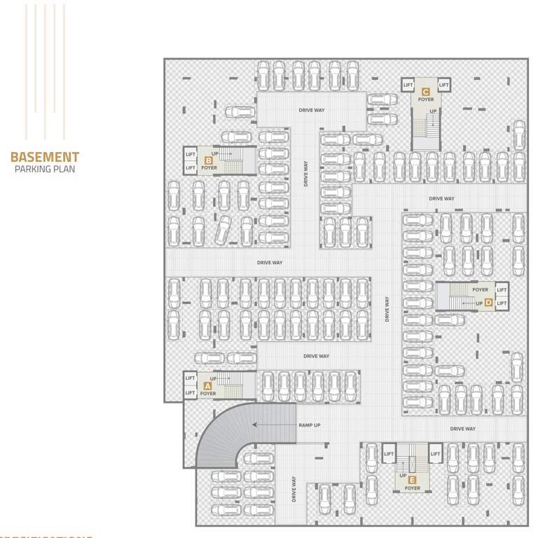  trilok opera Block A,B, C, D And E Basement Floor Cluster Plan