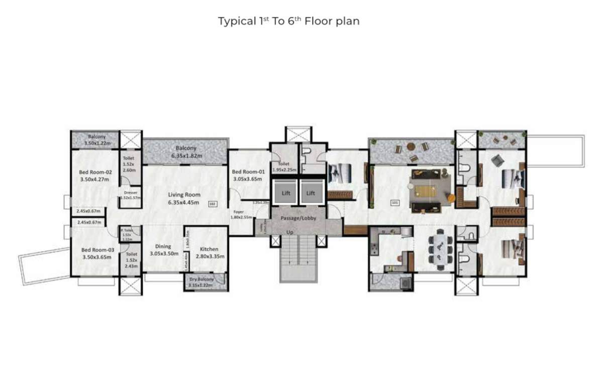  elite Wing F Cluster Plan from 1st to 6th Floor