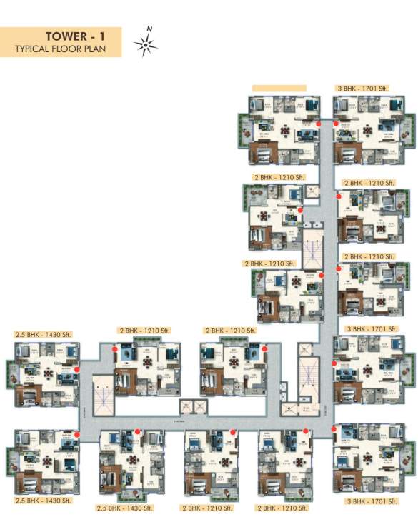  pranav solitaire Tower 1 Cluster Plan from 1st to 15th Floor