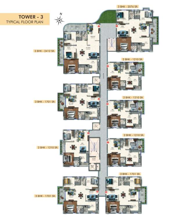  pranav solitaire Tower 3 Cluster Plan from 1st to 9th Floor