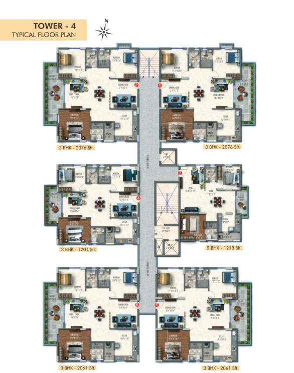  pranav solitaire Tower 4 Cluster Plan from 1st to 6th Floor