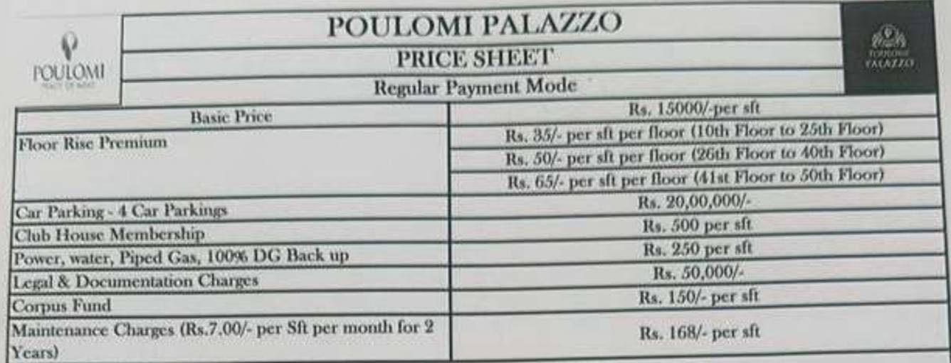 palazzo Construction Linked Payment (CLP) Payment Plan