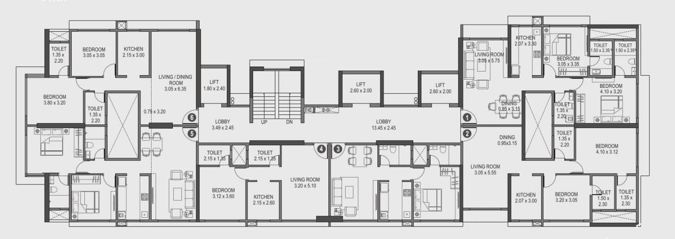 aspire Aspire Cluster Plan from 16th to 22th Floor